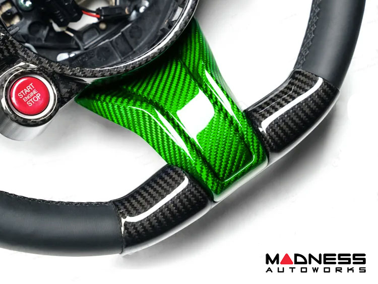 Alfa Romeo Stelvio Steering Wheel Trim - Carbon Fiber - Lower Spoke Trim - QV Model - 2020+ models - Green Candy